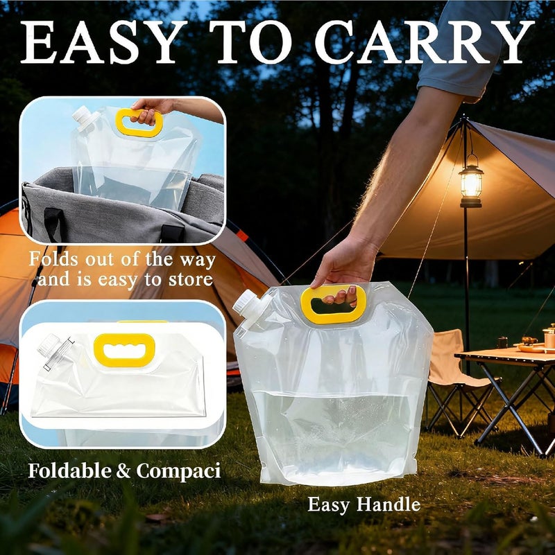 Cloudslucky 10 Pack 1.3 Gallon Collapsible Water Container Bag, Freezable Plastic Water Storage Pouch with Handle,No-Leak Foldable Water Jug for Sport Camping Emergency Hike Riding Mountaineer,BPA-Free - Image 3